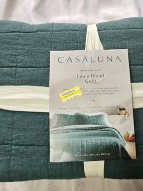 Casaluna Heavyweight Linen Blend Quilt King Size Color Dark Teal